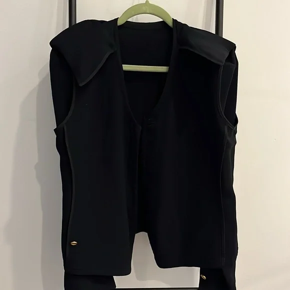 Sonia Rykiel V-neck Button Down Black Button Detail Blazer Women Size 44